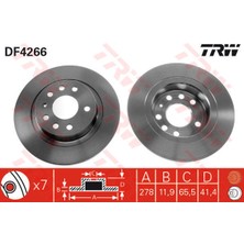 TRW Arka Fren Aynası Vectra C 02 Sıgnum 03 Saab 9.3 02 Croma 05 278X12X5DL Dolu 569115-9156785-5179