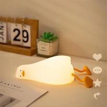 Xiyu Shop Sevimli Ördek Gece Lambası USB Şarj Edilebilir LED Yalan Düz Ördek Silikon Gece Lambası Okşama Anahtarı Yatak Odası Başucu Uyku Lambası Hediye (Yurt Dışından)