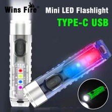 Xiyu Shop Kırmızı Çok Modlu Mini LED El Feneri Type-C Hızlı Şarj IP66 Su Geçirmez Floresan Kemer Klipsi Uyarı Kamp Manyetik El Feneri (Yurt Dışından)