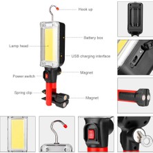 Xiyu Shop Rgb Cob LED Çalışma Işığı Cob Projektör 700LM USB Şarj Edilebilir El Feneri LED Taşınabilir Manyetik Çalışma Işığı Kanca Klip Kamp Için (Yurt Dışından)