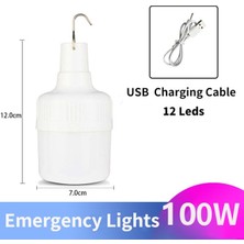 Xiyu Shop 100W USB Şarj Edilebiliracil Durum Işıkları LED Açık Ampul Taşınabilir Çadır Lambası Pil Fener Barbekü Kamp Işık Veranda Sundurma Bahçe Için (Yurt Dışından)