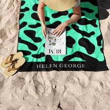 Helen George New Land Siyah Yeşil OVERSIZE Plaj Havlusu