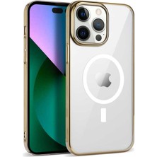 Alan Tech iPhone 14 Pro Uyumlu Zore Wireless Şarj Özellikli Pixel Magsafe Kapak-Gold