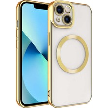 Alan Tech iPhone 13 Uyumlu Magsafe Wireless Şarj Özellikli Zore Setro Silikon-Gold