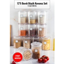 Depa 12'li Barok Yuvarlak Büyük Kavanoz Seti & Saklama Kabı & Erzak Kabı (12*2000 Ml)