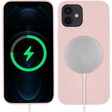 Alan Tech iPhone 12 Mini Uyumlu Zore Silksafe Wireless Kapak-Pembe Açık