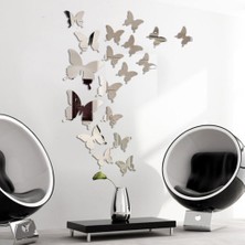 Longbang Shop Bir Stil Kelebek Ayna Duvar Sticker 3D Suncatcher Çıkartması Duvar Sanatı Çıkarılabilir Düğün Dekorasyon Çocuk Odası Buzdolabı Etiket (Yurt Dışından)
