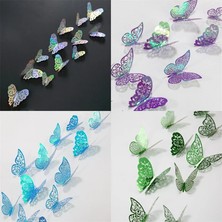 Longbang Shop Mavia Tarzı Et 3D Duvar Çıkartmaları Içi Boş Kelebek Çocuk Odaları Için Ev Duvar Dekoru Dıy Yeşil Mavi Mor Buzdolabı Çıkartmalar Odası Dekorasyon (Yurt Dışından)
