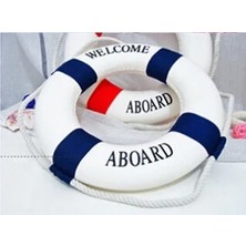Longbang Shop Mavi Stil 14CM Lifebuoy Halka Tekne Deniz Cankurtaran Simidi Geminin Mediterraneo Tarzında Asılı Ev Dekorasyon Duvarına Hoş Geldiniz (Yurt Dışından)