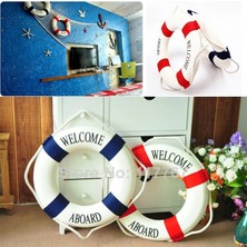 Longbang Shop Mavi Stil 14CM Lifebuoy Halka Tekne Deniz Cankurtaran Simidi Geminin Mediterraneo Tarzında Asılı Ev Dekorasyon Duvarına Hoş Geldiniz (Yurt Dışından)