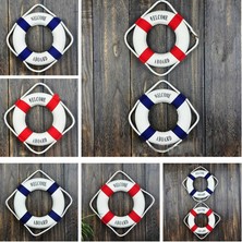 Longbang Shop Mavi Stil 14CM Lifebuoy Halka Tekne Deniz Cankurtaran Simidi Geminin Mediterraneo Tarzında Asılı Ev Dekorasyon Duvarına Hoş Geldiniz (Yurt Dışından)