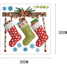 Longbang Shop No.7 Tarzı Ristmas Çan Çelenk Duvar Çıkartmaları Mağaza Süpermarket Pencere Camı Dekorasyon Noel Süslemeleri Kapı Çıkartmaları (Yurt Dışından)