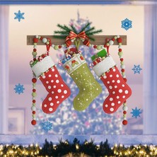 Longbang Shop No.7 Tarzı Ristmas Çan Çelenk Duvar Çıkartmaları Mağaza Süpermarket Pencere Camı Dekorasyon Noel Süslemeleri Kapı Çıkartmaları (Yurt Dışından)