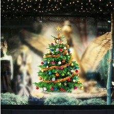 Longbang Shop No.7 Tarzı Ristmas Çan Çelenk Duvar Çıkartmaları Mağaza Süpermarket Pencere Camı Dekorasyon Noel Süslemeleri Kapı Çıkartmaları (Yurt Dışından)