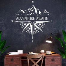 Longbang Shop Mavi Stil 57X58CM Macera Bekliyor Duvar Çıkartması Dağ Pusula ile Seyahat Sanat Denizcilik Ev Dekor Odası Yatak Odası Duvar Sticker Çıkarılabilir Duvar (Yurt Dışından)