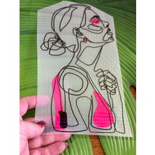 Gönülden Tasarım 24X14 cm Ütü Ile Yapışan Çizgi Kalem Kadın Silüeti Transfer Baskı Arma