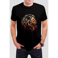 T-35 Aslan Baskılı Siyah Unisex Tişört C381