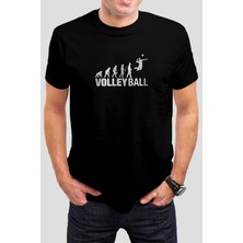 T-35 Volleyball Baskılı Siyah Unisex Tişört C383