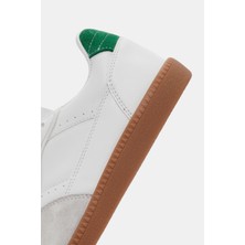 Be Style  Celtic Kadın Beyaz-Yeşil Deri Sneaker