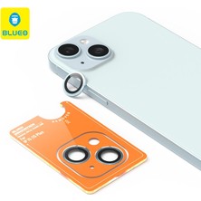 BLUEO iPhone 14 / 14 Plus Original Metal Frame Mavi Kamera Lens Camı Koruyucu - Çerçeve