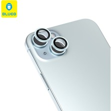 BLUEO iPhone 14 / 14 Plus Original Metal Frame Mavi Kamera Lens Camı Koruyucu - Çerçeve