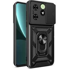 Case 4u Tecno Spark 20 Kılıf Magnetik Standlı Kamera Korumalı Sürgülü Vega Kapak Siyah