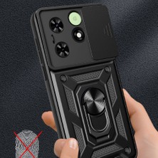 Case 4u Tecno Spark 20 Kılıf Magnetik Standlı Kamera Korumalı Sürgülü Vega Kapak Siyah