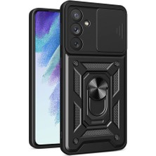 Case 4u Galaxy A54 Kılıf Magnetik Standlı Kamera Korumalı Sürgülü Vega Kapak Siyah