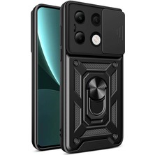 Case 4u Xiaomi Redmi Note 13 4g Kılıf Magnetik Standlı Kamera Korumalı Sürgülü Vega Kapak Siyah