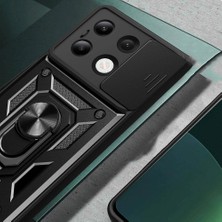 Case 4u Xiaomi Redmi Note 13 4g Kılıf Magnetik Standlı Kamera Korumalı Sürgülü Vega Kapak Siyah