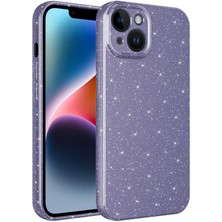 Zeyline Apple iPhone 14 Uyumlu Kamera Korumalı Simli Lüks Zore Koton Kapak-Mor