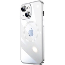 Zeyline Apple iPhone 14 Uyumlu Wireless Şarj Özellikli Sert Pc Zore Riksos Magsafe Kapak-Gümüş