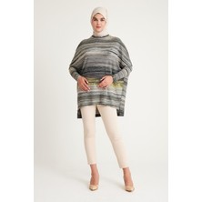 2235_Desenli Yırtmaçlı Oversize Tesettür Tunik