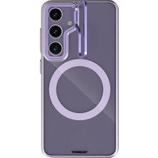 YoungKit Galaxy S24 Plus Kılıf Magsafe Crystal Grid Kapak Mor