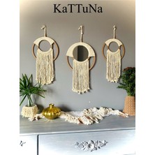 Kattuna Bohem Makrome Ayna Duvar Dekorasyon Ürünü Tekli