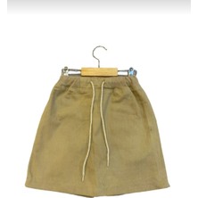 Fires Giyim Kız Çocuk Beli Ribanalı Kanvas Keten Şort Etek