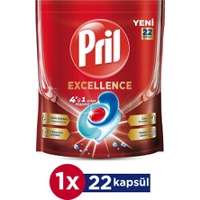 Pril Excellence 4 ü 1 Arada Bulaşık Makinesi Deterjanı 22 Kapsül 