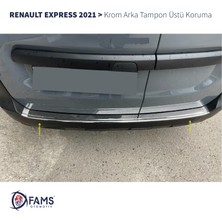 Fams Otomotiv Renault Express Krom Arka Tampon Üstü Koruma 2021> Paslanmaz Çelik