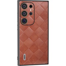 Cool-M Samsung Galaxy S24 Ultra Izgara Doku Pu Deri+Tpu+Pc Koruyucu Telefon Kılıfı (Yurt Dışından)