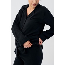 Artış Collection Çift Katlı Müslin Pamuklu Ayarlanabilir Yüksek Bel Düğmeli Gömlek Yaka Hamile Pijama Takım M210