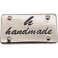 Angel Çanta Aksesuar Handmade Yazılı Metal Etiket 3.7x2 cm Plaka Süs Gümüş Renk