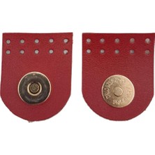 Angel Çanta Aksesuar  Derili Tek Dikim Mıknatıslı Çıtçıt Kırmızı Renk Light Gold Metalli