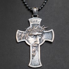 Emren Jewelry 925 Ayar Gümüş Hz. Isa Işlemeli Haç Erkek Kolye