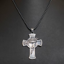 Emren Jewelry 925 Ayar Gümüş Hz. Isa Işlemeli Haç Erkek Kolye