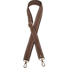 Angel Çanta Aksesuar 120X3 cm Polyester Kolon Çanta Sapı Açık Kahve Renk Bej Şeritli Light Gold Metalli