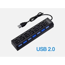 7 Port Girişli USB Hub Çoklayıcı On Off Anahtarlı Switch Işıklı USB Adaptör Istasyonu