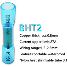 Koodmax - 10 Adet - Bht-2 Isıyla Daralan Makaron 27A 1.5-2.5mm² Su Geçirmez Konnektör - Mavi