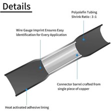 Koodmax - 10 Adet - Bht-3.5 Isıyla Daralan Makaron 35A 2.5-4.0mm² Su Geçirmez Konnektör - Siyah