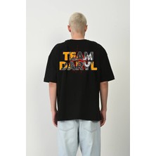 All Wear Style Team Daryl Baskılı Oversize Kesim Unisex Siyah T-Shirt