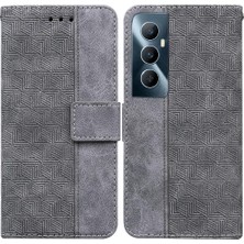 YH Mall Realme C65 4g Için Flip Case Geometrik Kabartmalı Cüzdan Kapak Çevirin Folio Pu (Yurt Dışından)